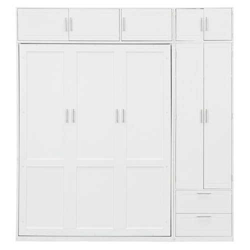Gray Wood Twin Murphy Bed with Light and USB D346