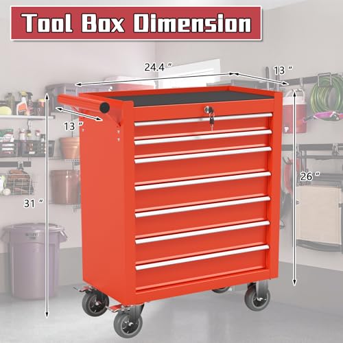 7-Drawer Metal Rolling Tool Chest with Wheels and Locking C8472