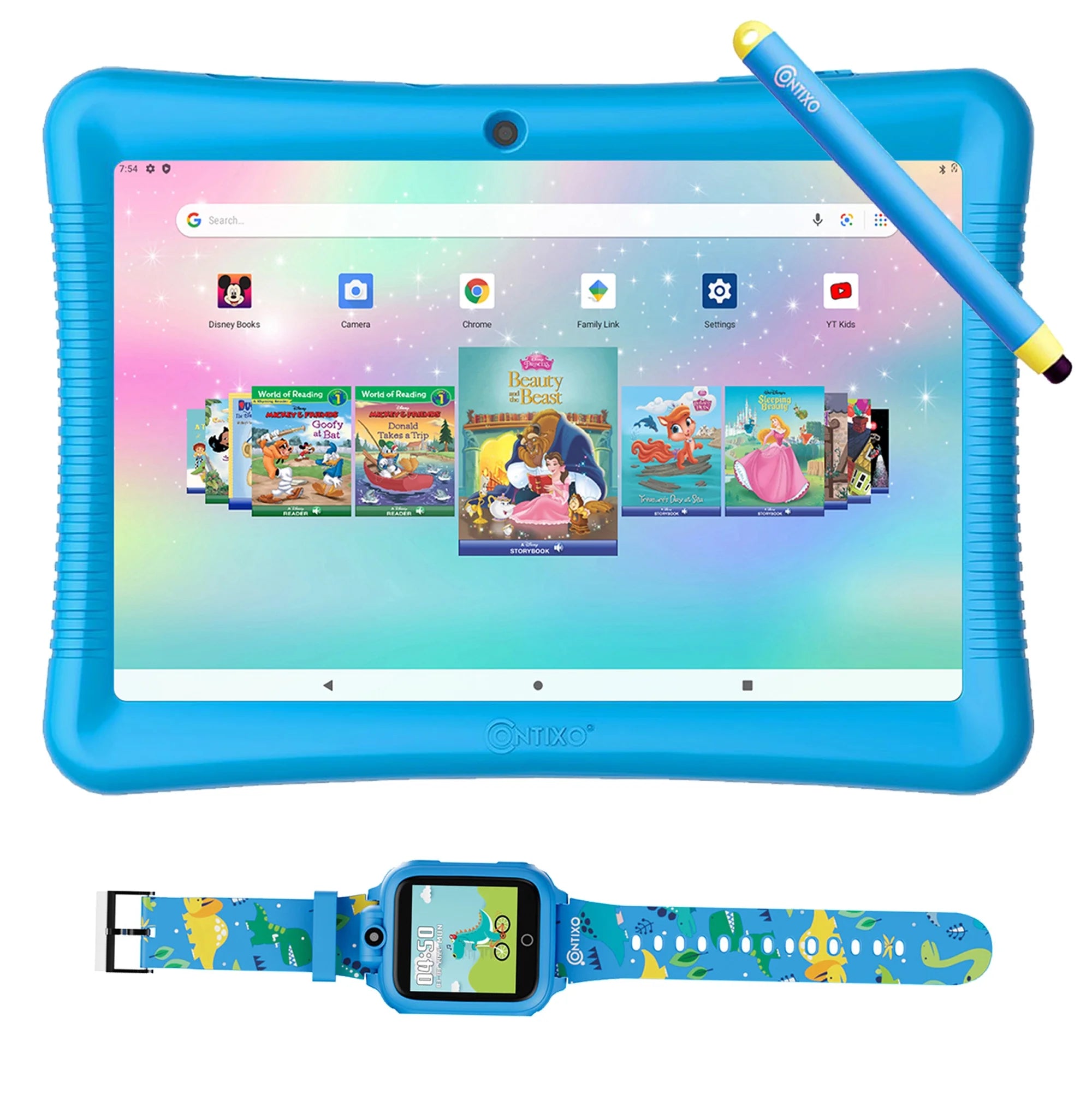 10" Android Kids Tablet and Smart Watch Bundle 64GB, Blue H604