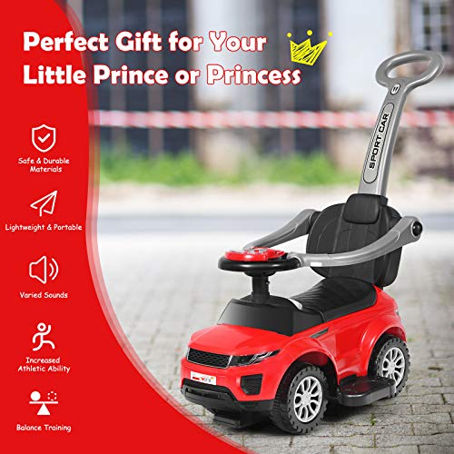3 in 1 Ride on Push Car with Parental Handle (Pink) L557