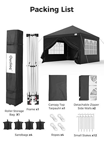 Black 10x10 Ft Pop up Canopy Tent with Window and Removable Sidewall B530