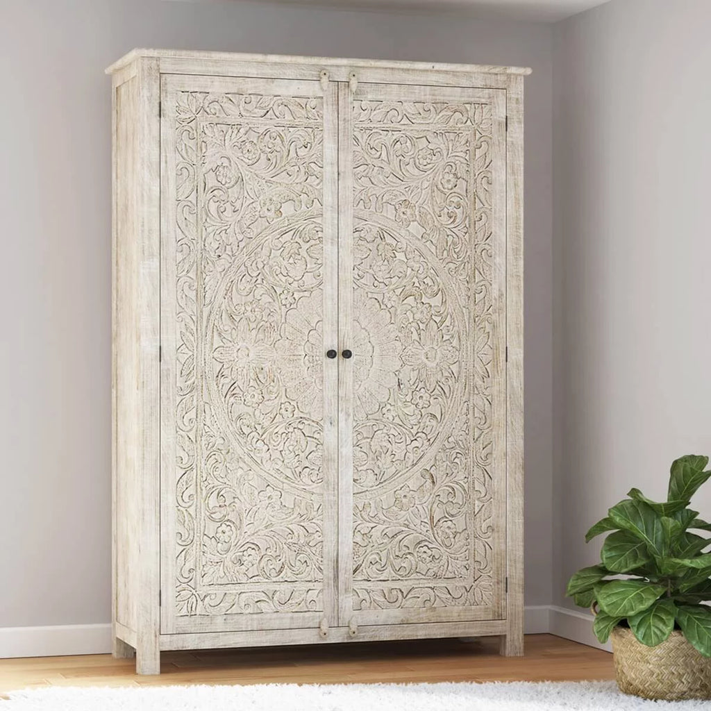 Vintage Carved Wooden Armoire A553