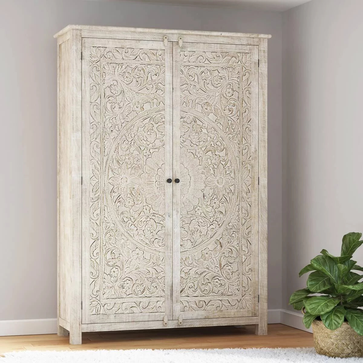 Vintage Carved Wooden Armoire A553