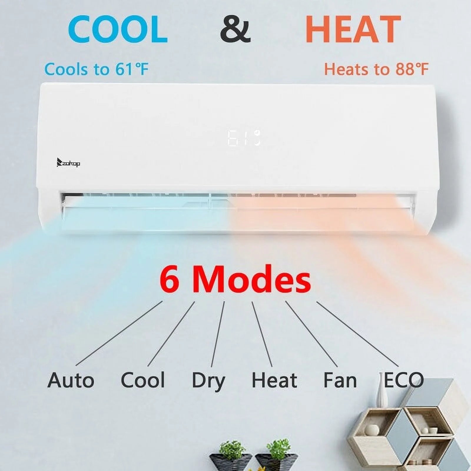 12000BTU 19Seer Mini Split Air Conditioner with Heating Function C94001