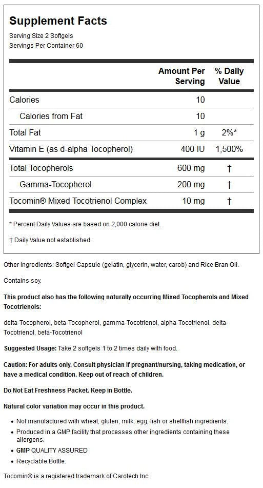 120 Softgels Mixed Tocopherols & Tocotrienols U145513