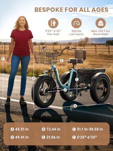 Electric Tricycle 20" Fat Tire 3 Wheel Folding with Large Rear Basket Y46505