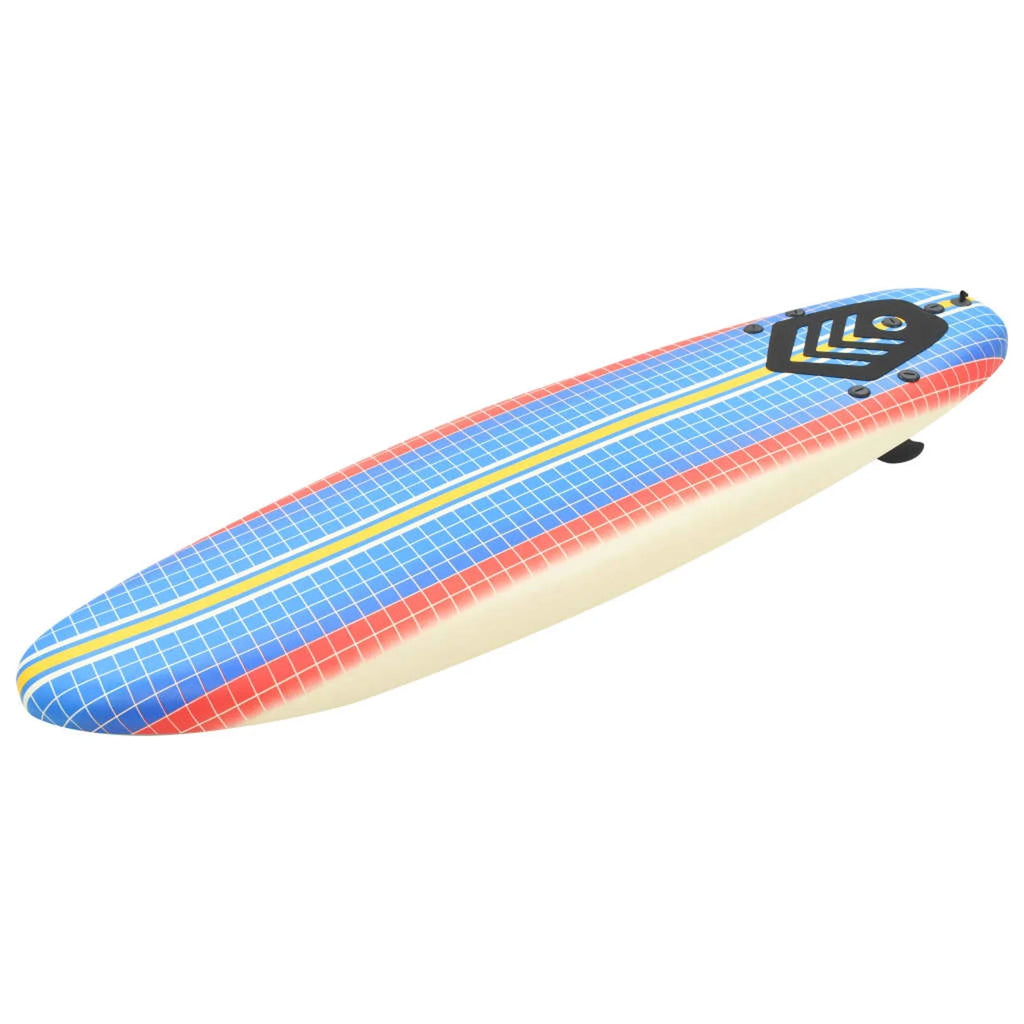 Surfboard with Leash and Plastic Fins 66.9 x 18.4 x 3.1 Inches W9233
