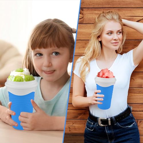 Pink Double Layers Silica Slushie Maker Cup with Lid & Straw G160067