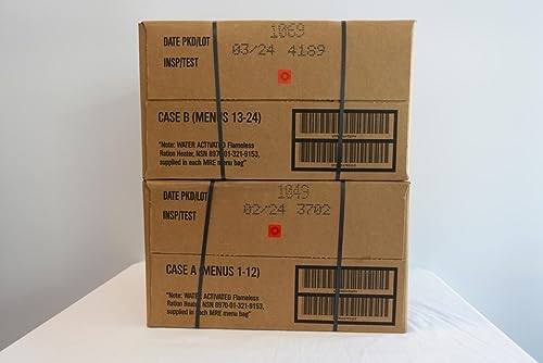 4 Pack US MRE Meals Ready to Eat with Heater Packs M401