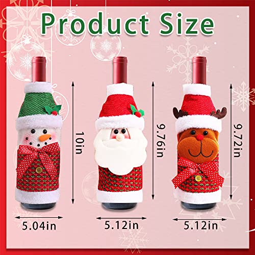3 Pack Christmas Wine Bottle Bags - Red & Green T12827