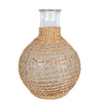 Rattan Glass Vase Clear Gold Terrarium Jar Vases Decoration Brown D12695
