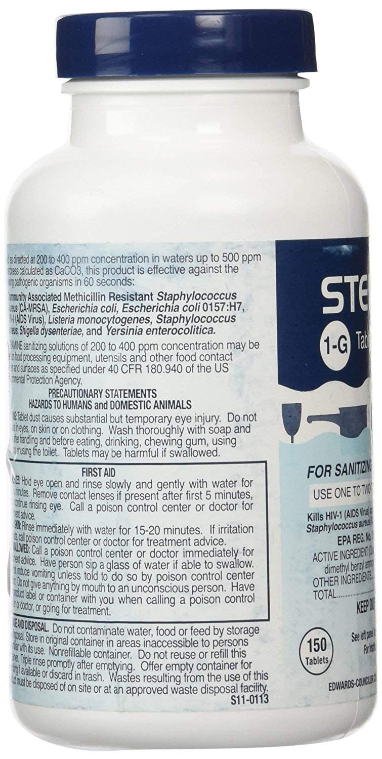 150 Sanitizer Tablets per Bottle, Blue, Pack of 1 Bottle K230