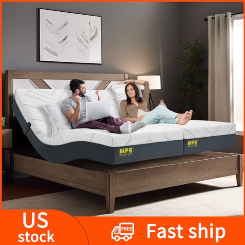 Queen Adjustable Bed Base with Memory Foam Mattress M287988
