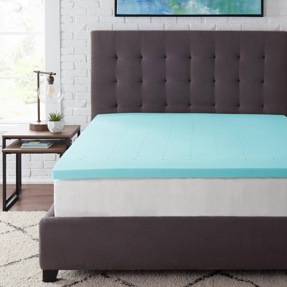 Blue Gel Memory Foam California King Mattress Topper O350