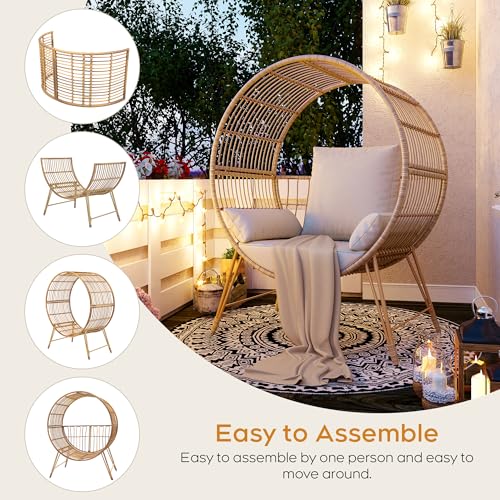 Oversized Wicker Egg Chair with Cushions O50613