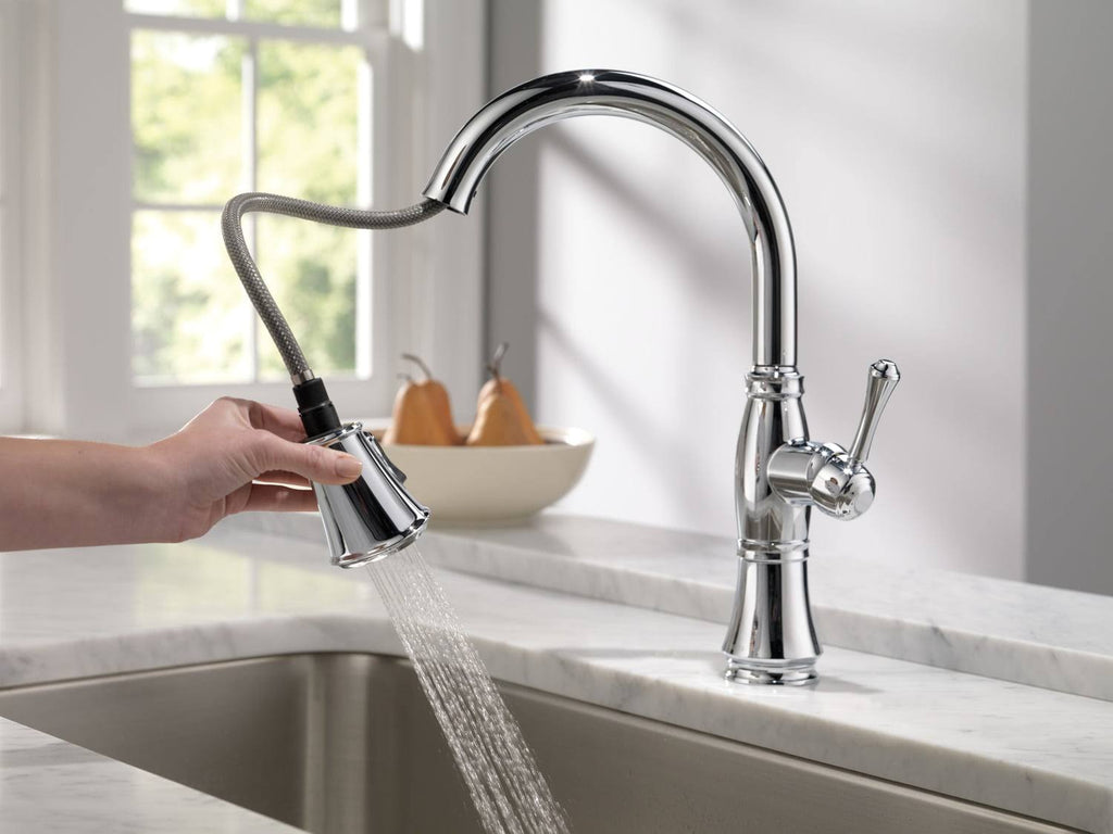 Chrome Single Handle Pull Down Kitchen Faucet F764386