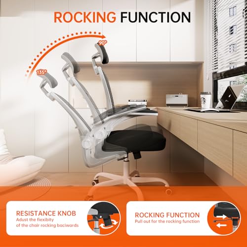 Black Ergonomic High Back Desk Chair with Flip-up Armrests B988