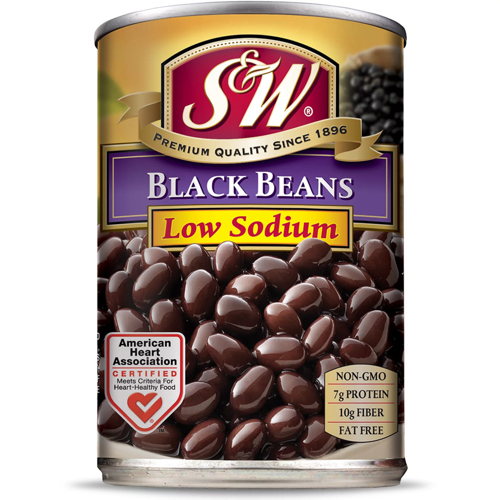 12 Pack Low Sodium Canned Black Beans, 15 Ounce Can L635058