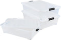 3 Packs Large Clear 50 L Plastic Under Bed Storage Container Bins with Wheels J92769