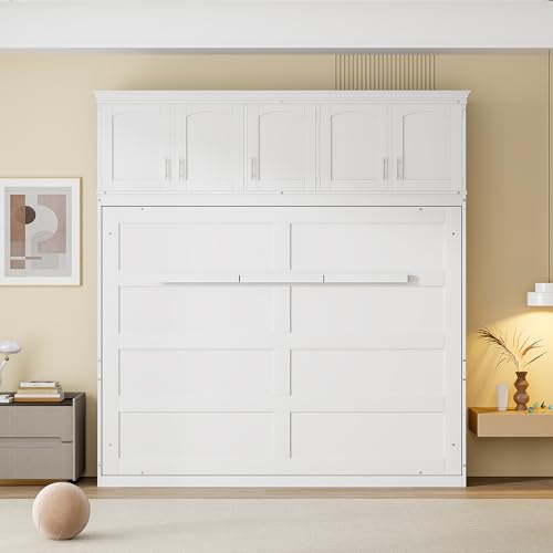 Full Size Murphy Bed with Drawer, Gray Q7150