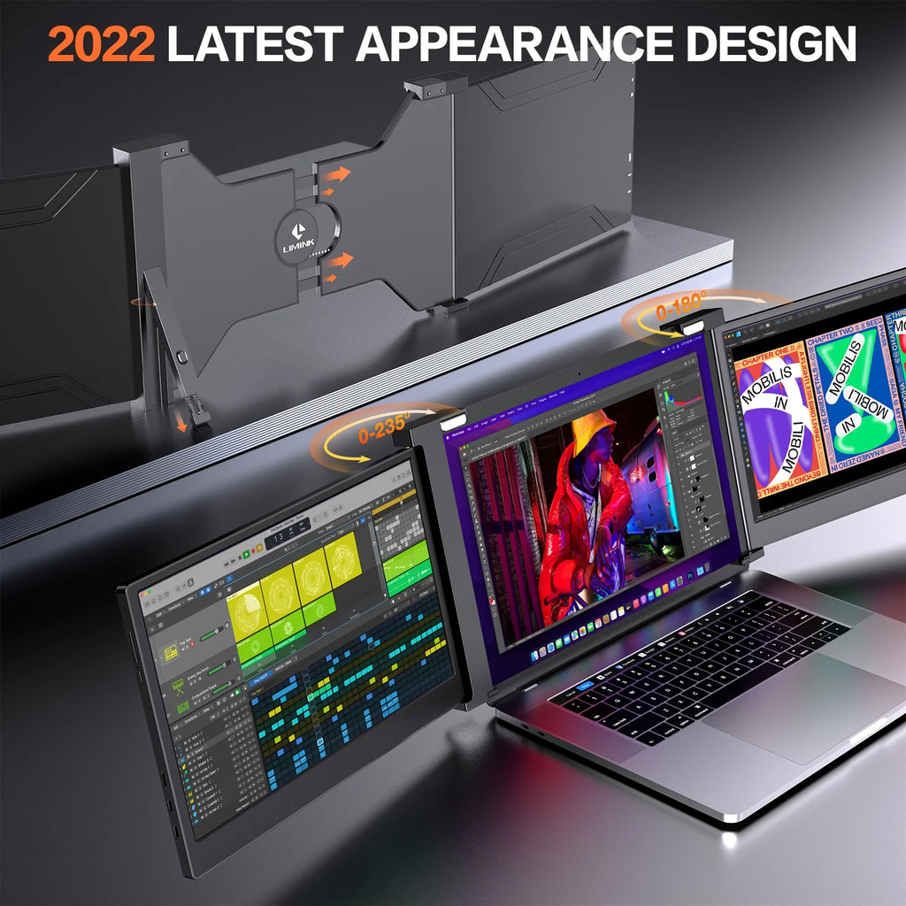 Black 15-17inch Laptop Triple Monitor 1080P IPS USB HDMI U241640