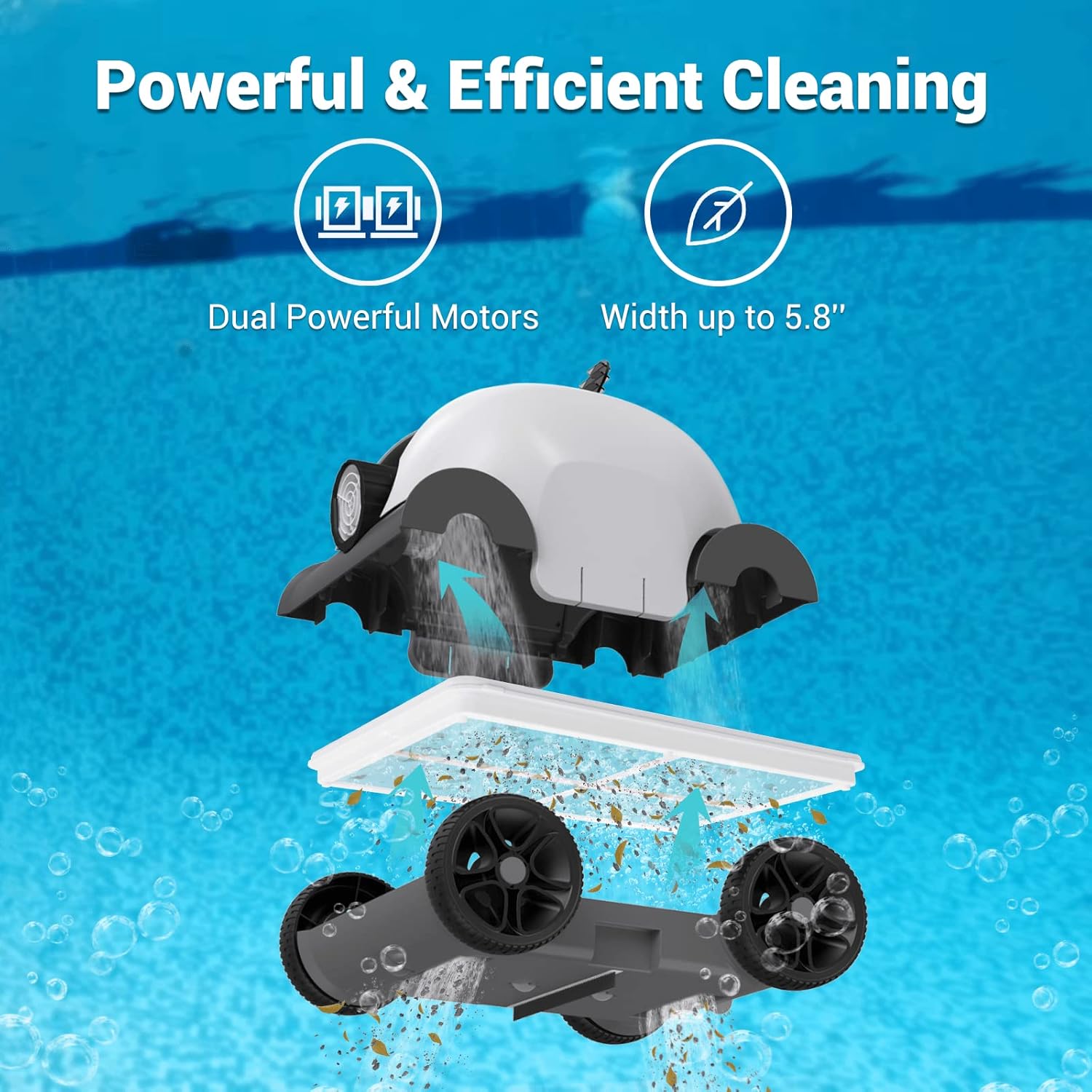 Cordless Robotic Pool Cleaner with Dual-Drive Motors K790