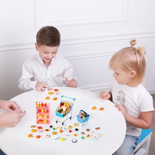164Pcs Mini Shopping Cart Basket Toy Supermarket Metal Handcart Trolley DollHouse Grocery Accessories O2010