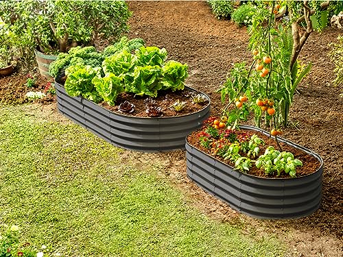 Gray 6×3×1ft Galvanized Metal Raised Garden Bed M6236