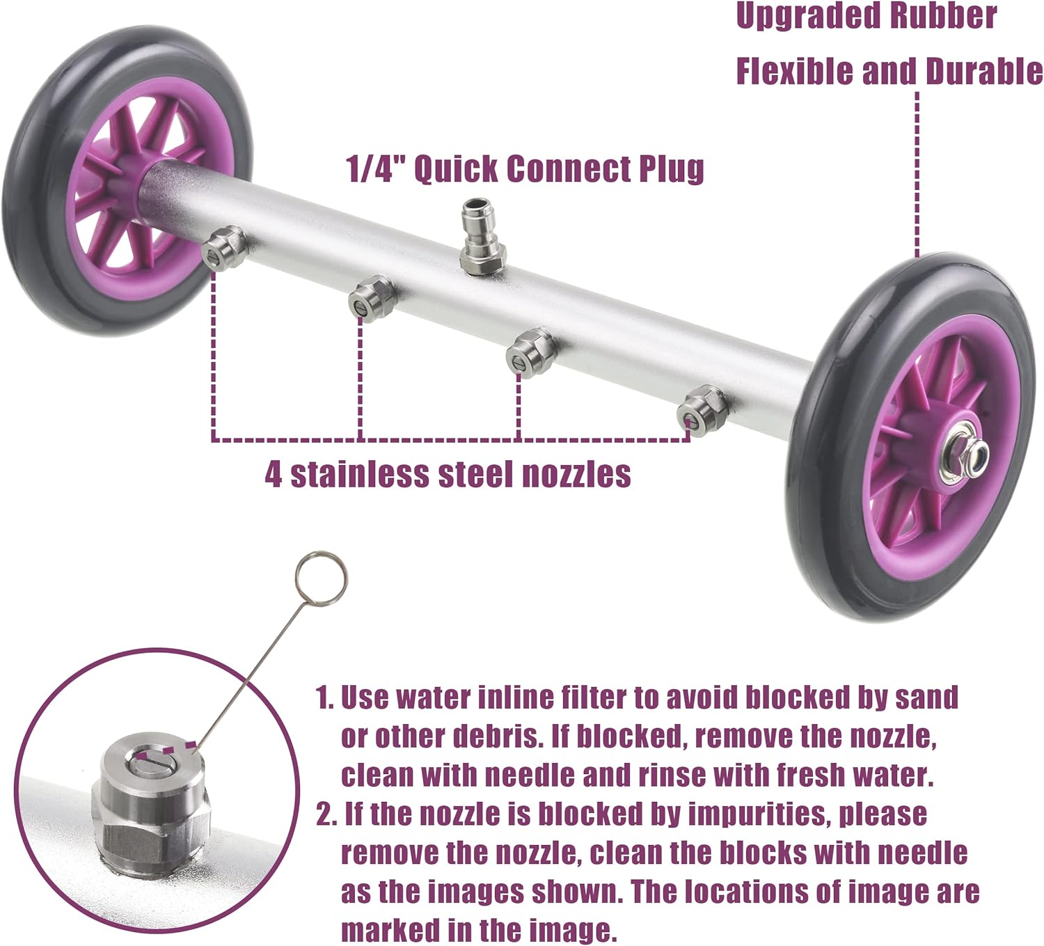 16 Inch Undercarriage Cleaner Attachment with 3 Pcs Extension Wand, 4000 PSI T49469