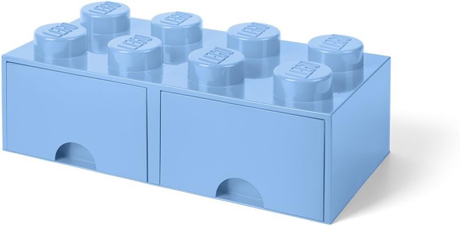 Light Royal Blue 8 Knobs 2 Drawers Stackable Storage Box O753