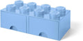 Light Royal Blue 8 Knobs 2 Drawers Stackable Storage Box O753