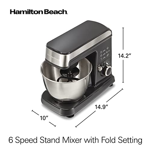 6 Speed Electric Stand Mixer with Stainless Steel 3.5 Quart Bowl, Black B88040
