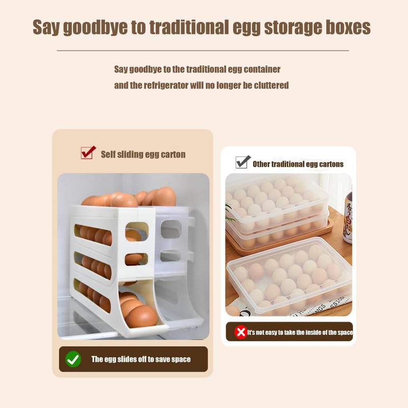 30 Egg Container Auto Rolling Egg Tray Storage (Gray) C2699