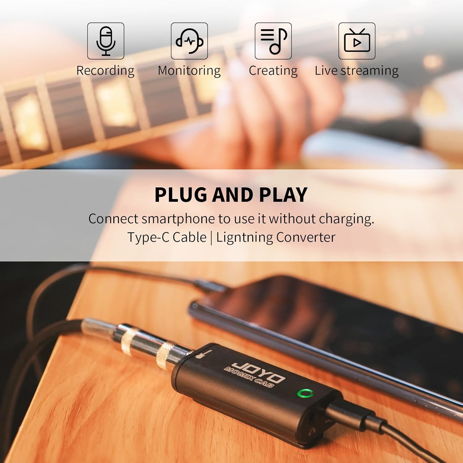 5.8GHz Wireless Guitar System with Charging Box and Guitar Audio Interface Q9769