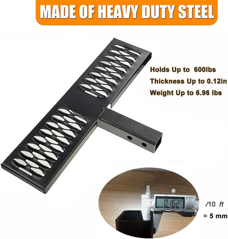 Black Universal Hitch Step Anti Slip Rust Towing Bumper Guard Rear H1768