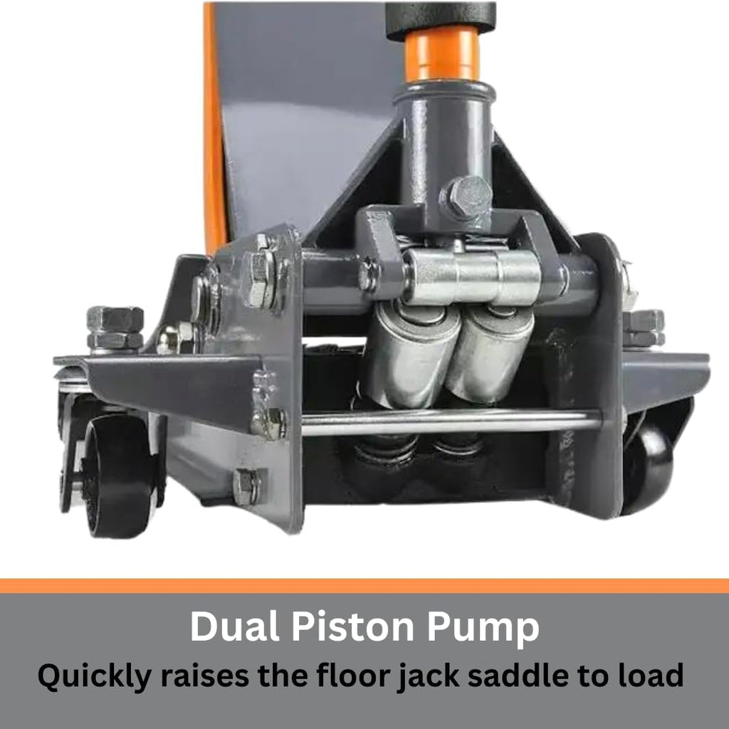 3.0 Ton Floor Jack with Dual Hydraulic Pumps & Reinforced Lifting Arm W661