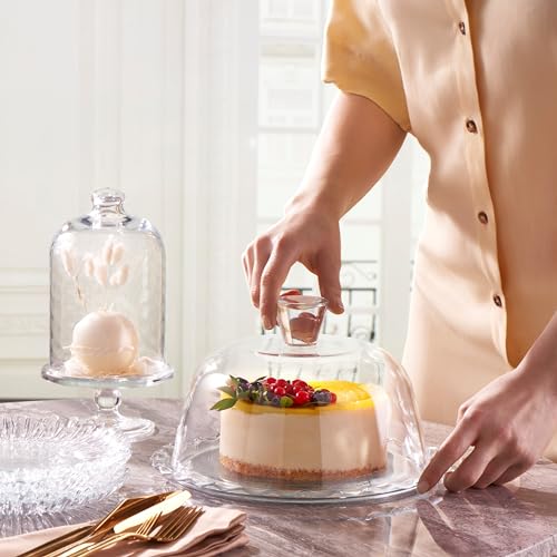 Glass Cake Stand with Dome 10 inch Serving Platter I948989