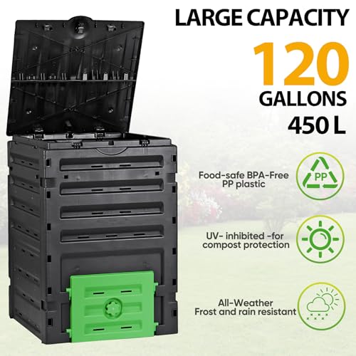 120 Gallon Black BPA Free Compost Bin A391665