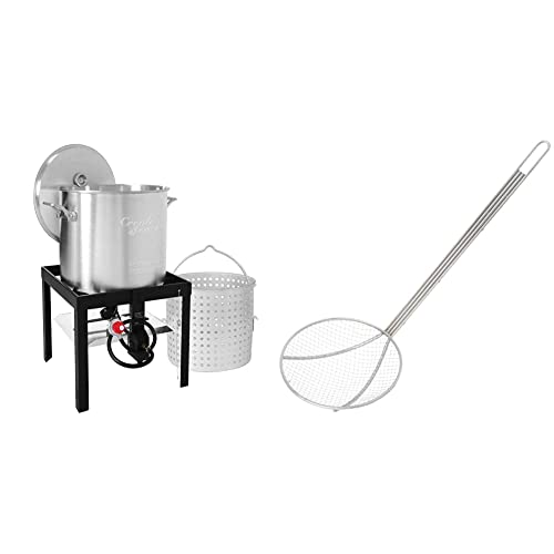 Seafood Boiling Kit with Strainer, Aluminum Propane Gas Boiler with 10 PSI Regulator G777243