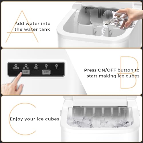 Countertop Ice Maker, 26.5lbs/24h, 2 Sizes of Ice Cube A222