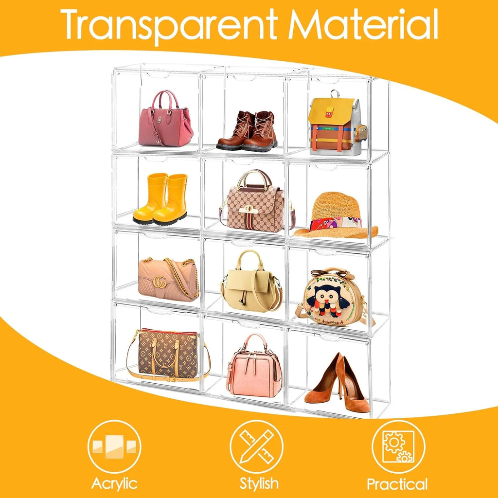 Clear Acrylic Handbag Storage Organizer Box with Magnetic Door P115