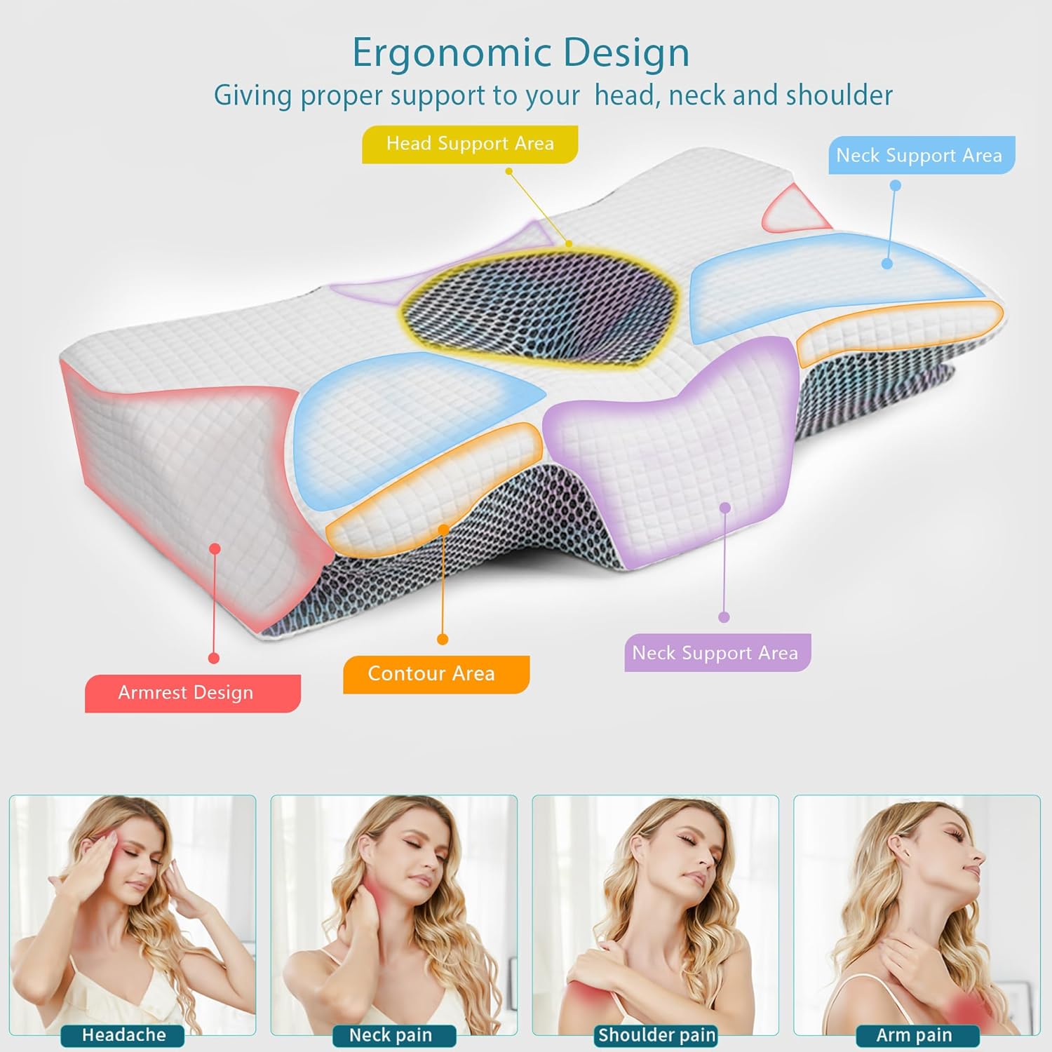 Ergonomic Memory Foam Cervical Pillow with Pillowcase P160