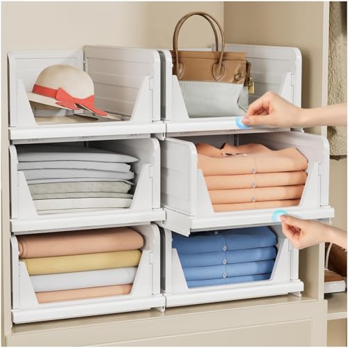 White Stackable Closet Storage Basket K2378
