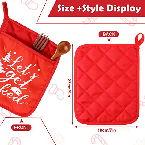 24 Piece Red Christmas Pot Holders with Pockets Oven Mitts S326868