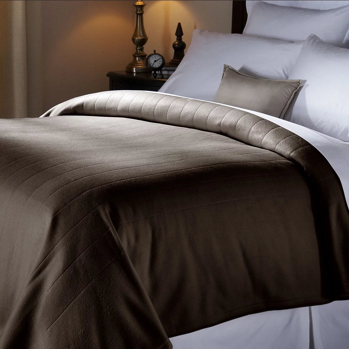 Electric Heated Fleece Channeled Blanket, Twin, Newport Blue Q982216