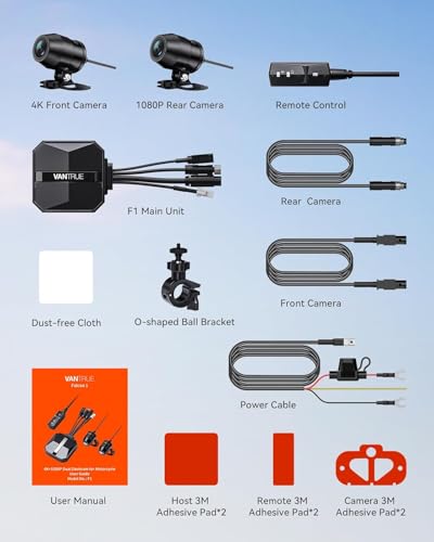 Motorcycle 4K Dash Cam Front and Rear, IP67 Waterproof, GPS Wi-Fi A575