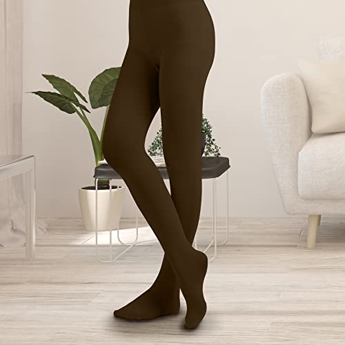 Women's Solid Colored Opaque Microfiber Footed Tights C763830