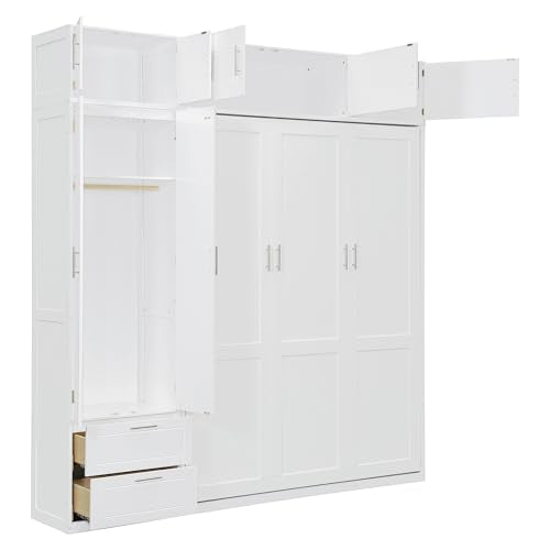 Gray Wood Twin Murphy Bed with Light and USB D346