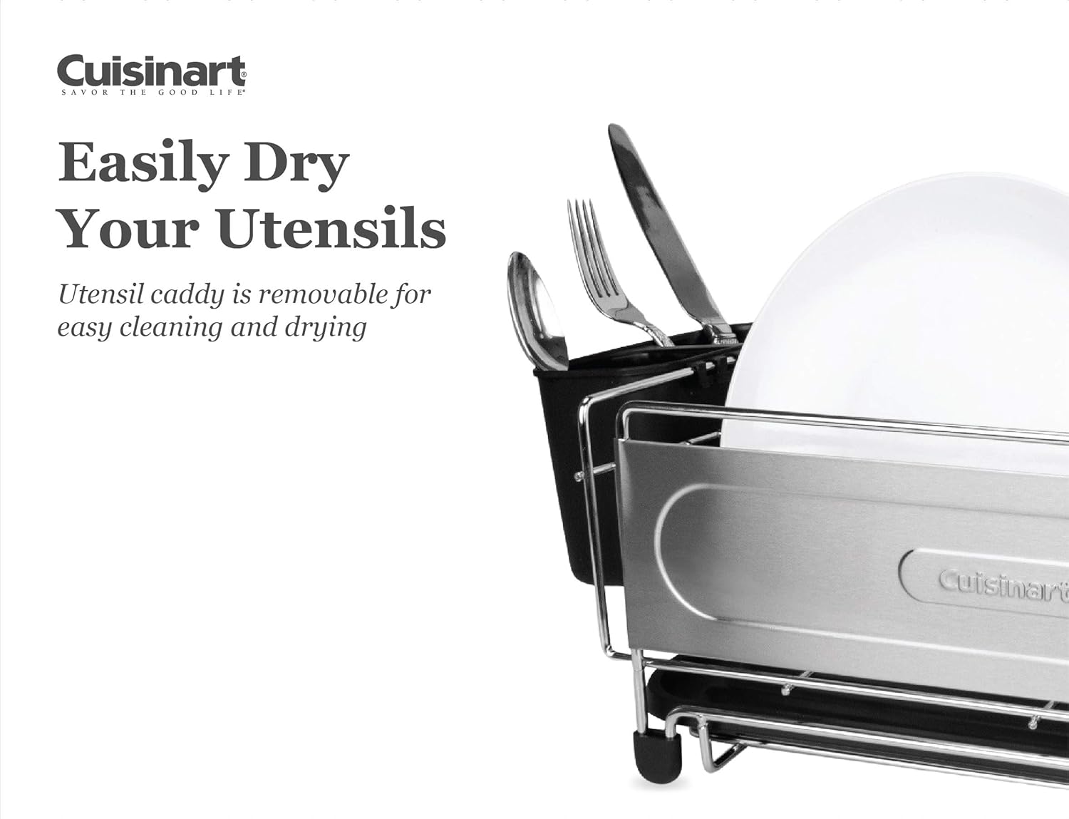 Stainless Steel Dish Drying Rack with Utensil Caddy and Draining Board Y6736