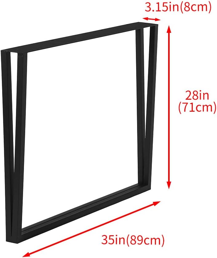 28" Height 24" Wide Black Cast Iron Metal Table Legs 2 PCS R14393